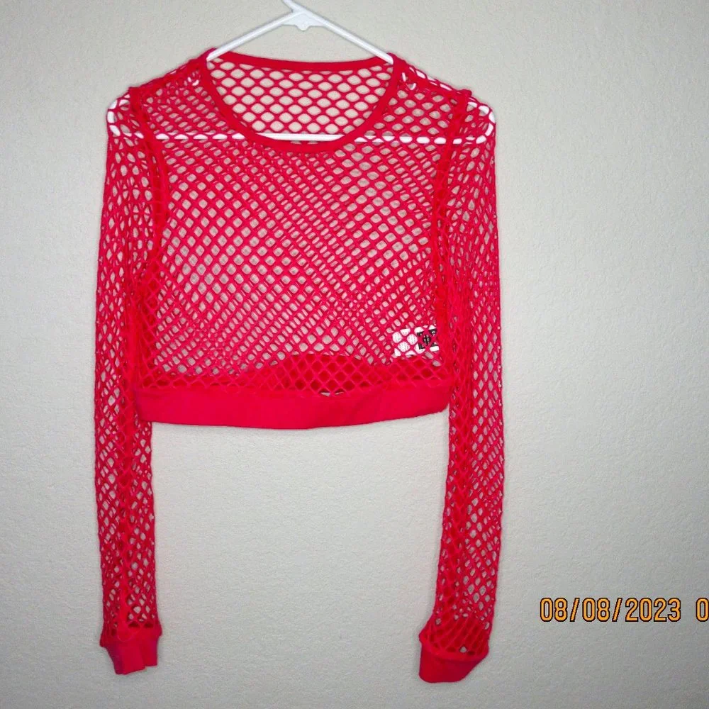 Shein Pink Fishnet Top - Picture 1 of 2